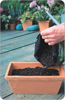 Fill the flower box up to 3/4 with draining soil.